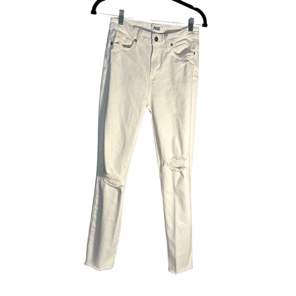 Paige Hoxton White Distressed Skinny Jeans Sz 26
